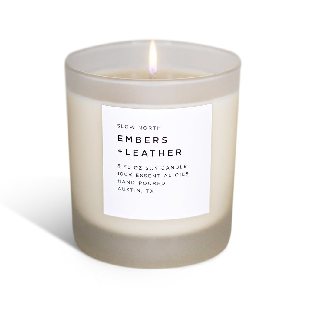 Embers + Leather - Signature Candle (Vetiver + Cedar + Patchouli ...